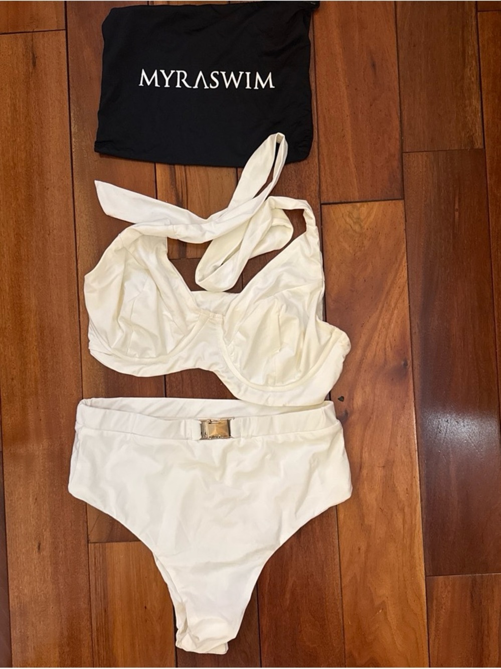 MYRASWIM Women's White High-Waist Underwire Bikini Set